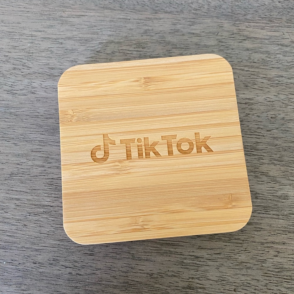 TikTok Branded Wireless Charger - Bamboo